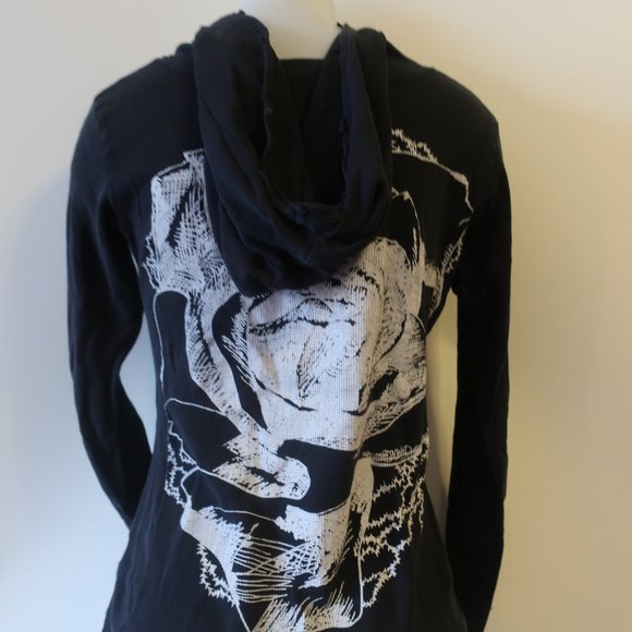LAUREN MOSHI BLACK GRAPHIC ZIP UP SWEATSHIRT SZ L* - Picture 8 of 12